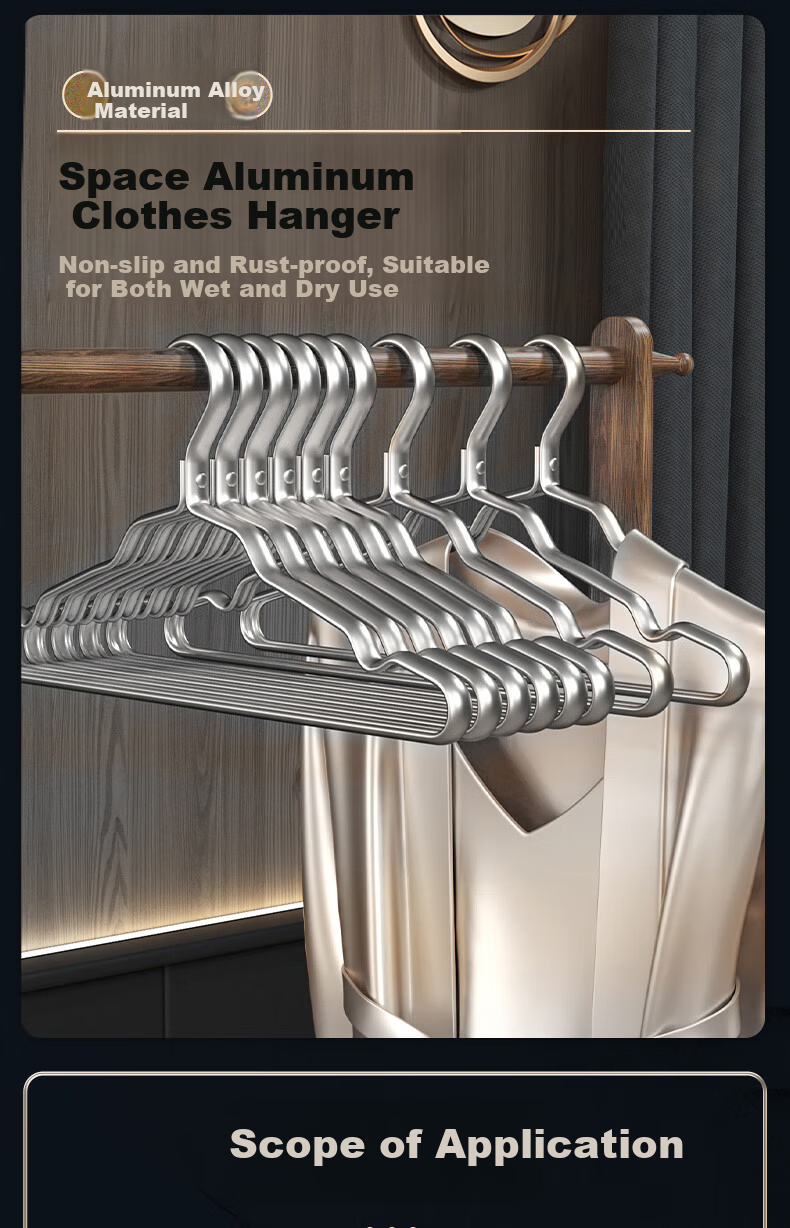Mengtin Space Aluminum Alloy Clothes Hangers Home Drying Rack Space Silver 10-Pack 1