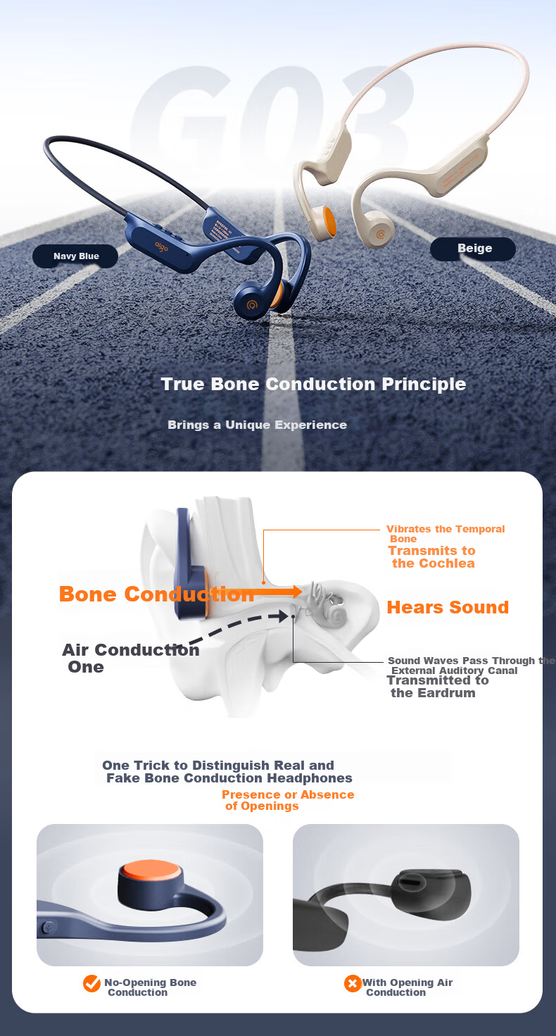 Aigo True Bone Conduction Sports 2026 Bluetooth Swimming Children's Earphones, IP68 Waterproof, 16GB Storage MP3, Open-Ear Hanging Ear for Marathon Cycling Running G03PRO Purple 3