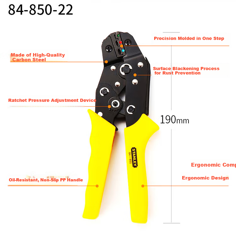 STANLEY B Series Insulated Terminal Crimping Pliers 0.25-2.5mm² 84-850-22 Wire Terminal Crimper 2