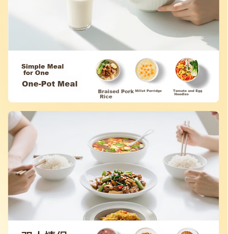 Joyoung 3L Household 0-Fluoride Enamel Ceramic Rice Cooker Honey Jar Style Electric Pressure Rice Cooker 20-Minute Quick Cook Multifunctional Rice Cooker F-30NF02 32