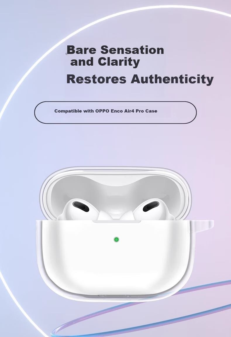 HotFire Case for OPPO Enco Air4 Air4Pro Earbuds Silicone Wireless Charging Protective Soft Cover Transparent with Lanyard 1