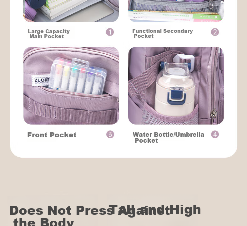 FUTURE STAR Large Capacity Lightweight Middle School Backpack Girls Ergonomic Casual Primary School Boys Shoulder Bag Mauve Pink 11
