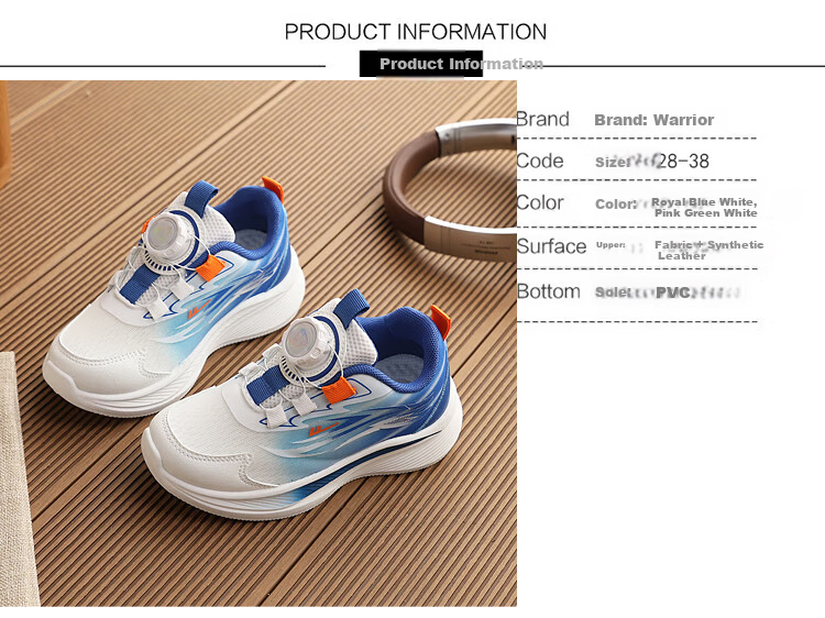 Warrior Kids Boys Running Shoes Children's Sports Shoes Casual Sneakers WZ(CL)-2215 Pink Green White Size 36 2