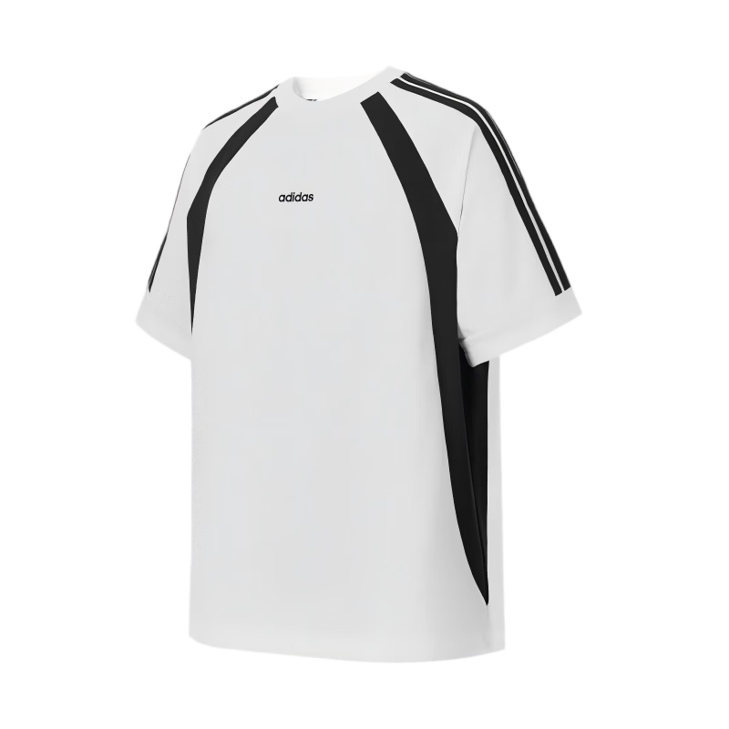 Adidas Men's Trendy Fashion Breathable Cotton Short Sleeve T-Shirt KB8558 Bright White/Black L