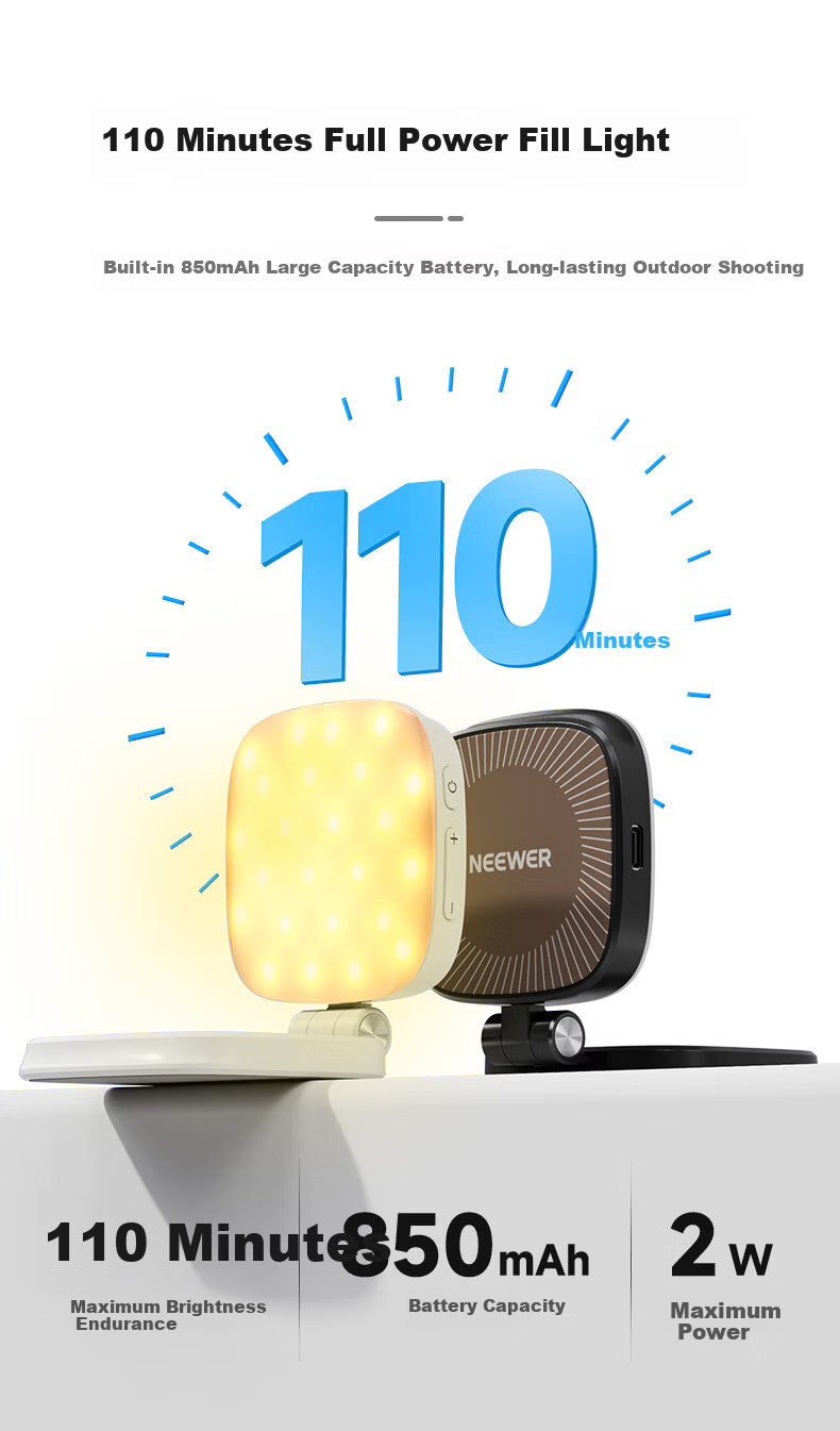 NEEWER RGB Magnetic Full-Color Portable LED Pocket Bi-Color Temperature Fill Light for Mobile Phones Live Streaming Photography Light for Mirrorless Cameras Flash Indoor Portrait Constant Light 11