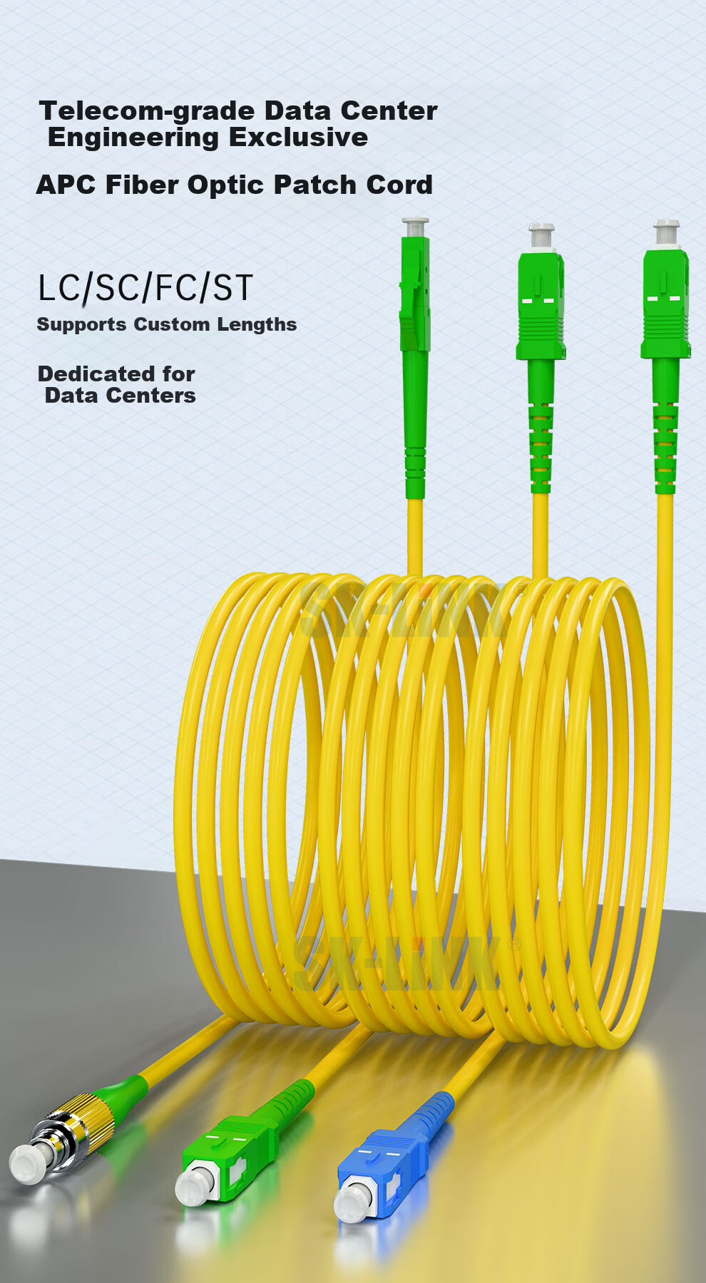 SK-LINK Fiber Optic Patch Cord FC-FC Single Mode Single Core Gigabit Ten-Gigabit FC/APC-FC/UPC Broadcast Dedicated Fiber Optic Cable Low Smoke Halogen-Free 3m SK-TXSM-FCFC3M(A-U) 1