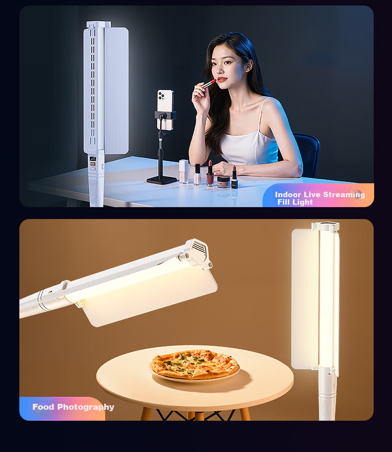 Kerunle RGB Handheld LED Full-Color Fill Light Stick Portable Adjustable Color Temperature Professional Video Photography Soft Light Outdoor Night Scene Light Stick 5