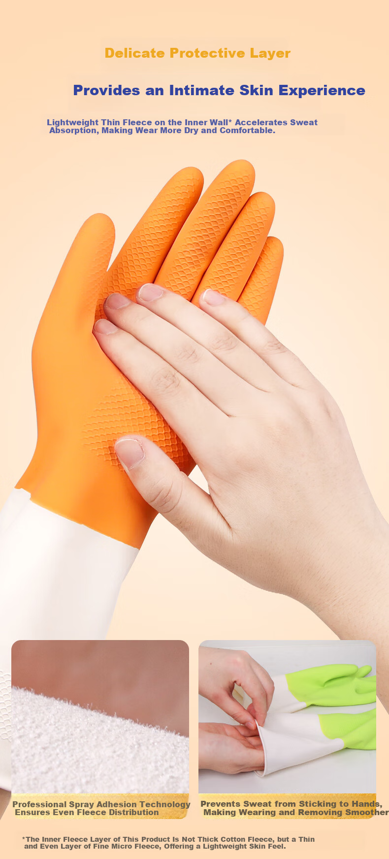 Huizao Household Latex Gloves 4 Pairs Size S Non-Slip Rubber Dishwashing Gloves Kitchen Cleaning Cooking Cleaning 4