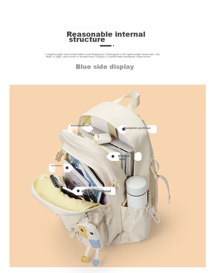 V.NINE Backpack for Middle And High School Students, Unisex Laptop Bag 14/15.6 Inch, College Student Travel Backpack 6