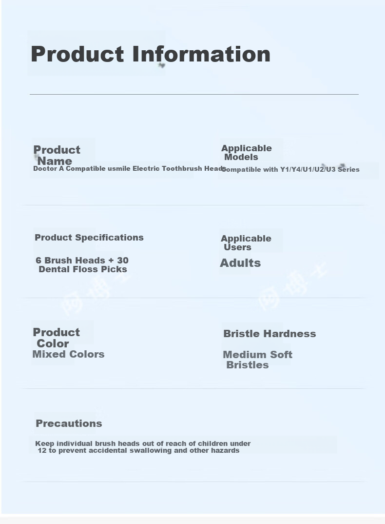 Doctor A Compatible Usmile Smile Plus Electric Toothbrush Heads Adult Y30/Y30S/Y30 Pro/P20/P20 Pro/P10S/P30 Universal Replacement Soft Shock Absorption Whitening 6-Pack 4