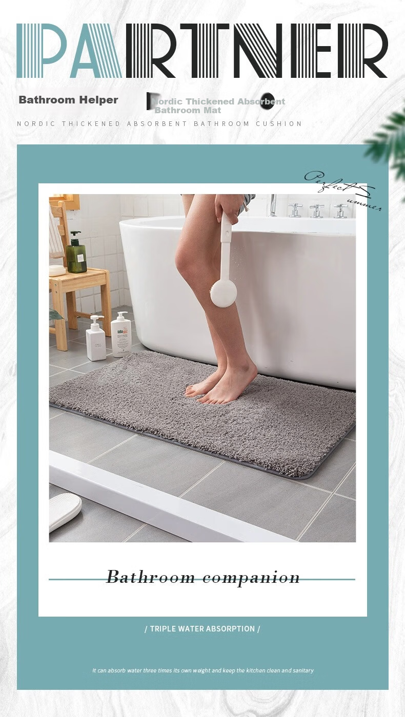 Chuangmaishi Bathroom Mat Absorbent Non-Slip Bath Mat Toilet Door Mat Quick-Dry Entrance Floor Mat 50x80cm 1