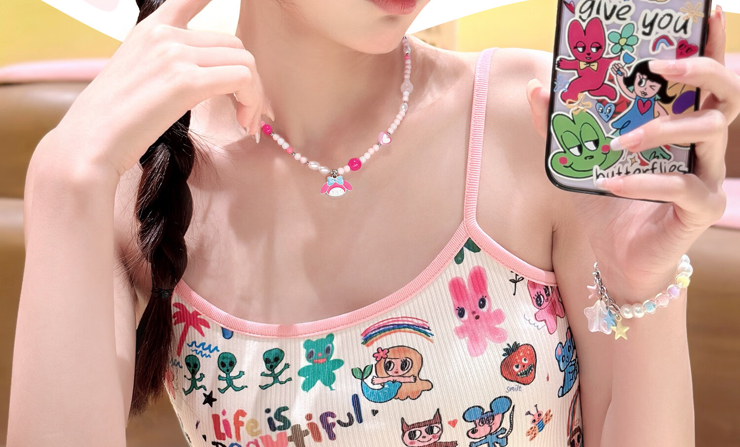 Chao Se Hui Sanrio Kuromi Children's Necklace Girls Birthday Gift Necklace for Girls Daughter Back to School Gift 3218 13