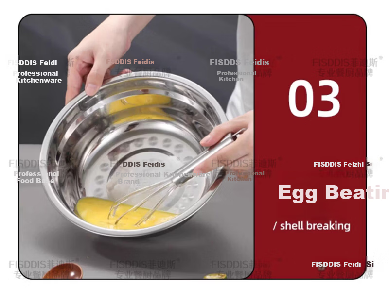 FISDDIS 304 Stainless Steel Soup Bowl Household Large Basin Kitchen Vegetable Washing and Seasoning Bowl Thickened Food Grade Marinating Bowl 14cm 15