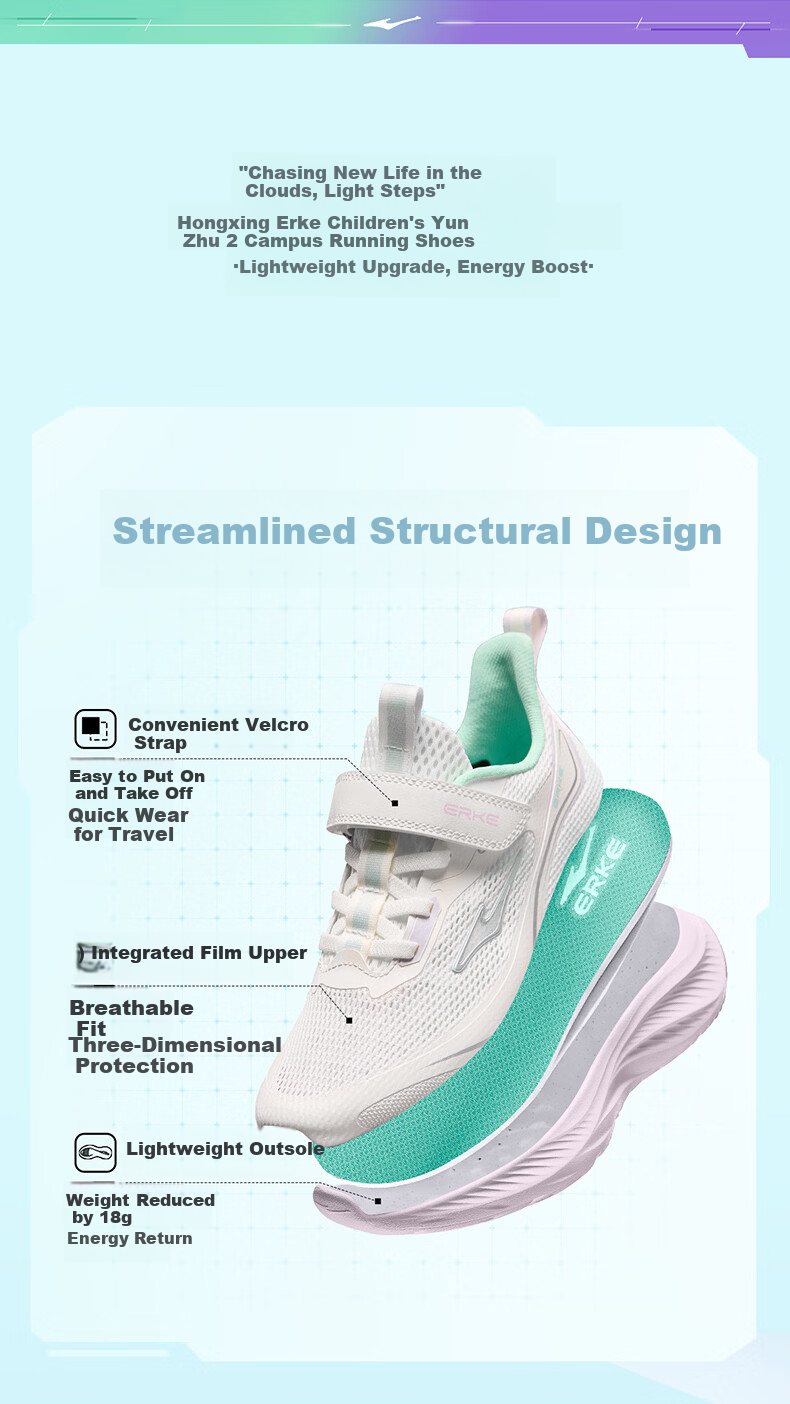 ERKE Kids Sports Shoes Boys and Girls Children's Breathable Summer Lightweight Durable Running Shoes Lavender Gray/Aromatic Purple Size 28 16