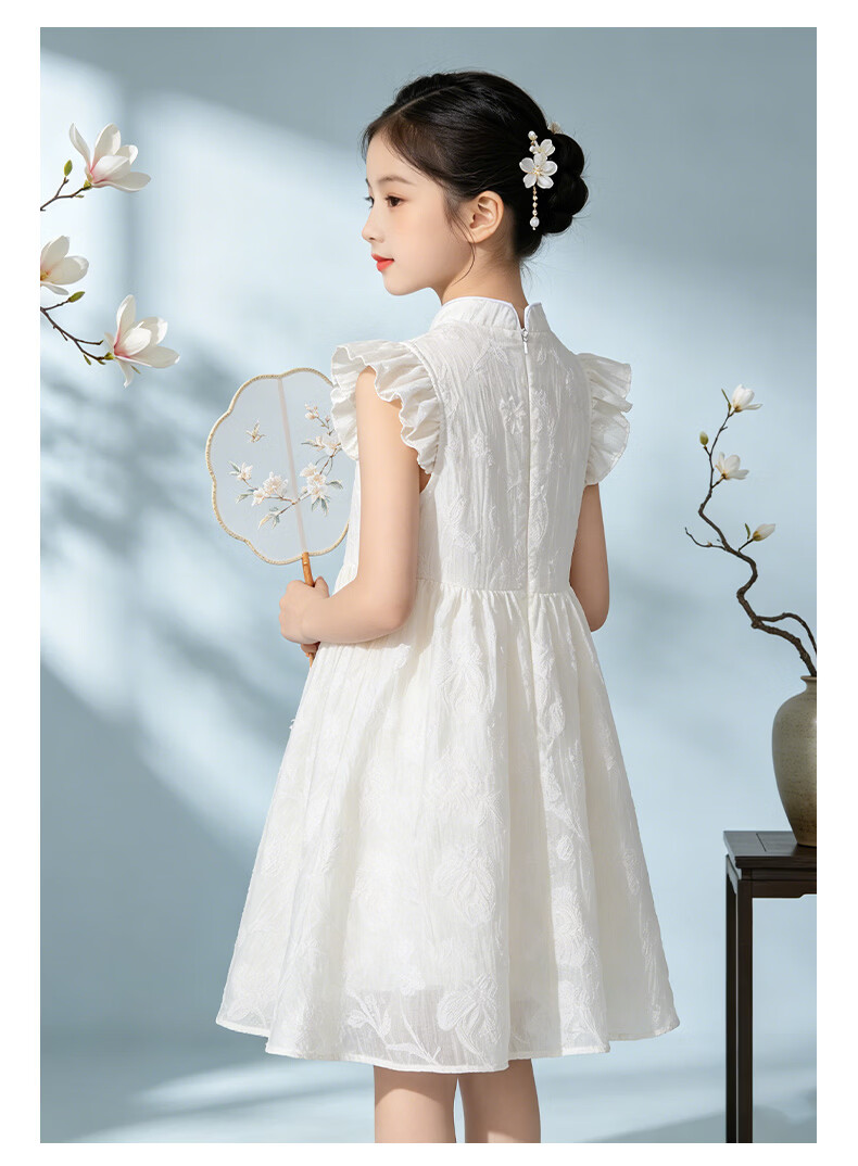 Disney Girls Dress Children's Summer Qipao Dress New Chinese Style Hanfu Green 130 5