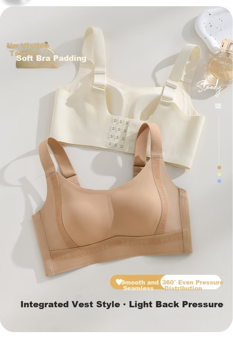 LangSha Ultra-Thin Summer Bra for Women Large Bust Minimizing Anti-Sagging Seamless Slimming Side Support Breathable Bra 8