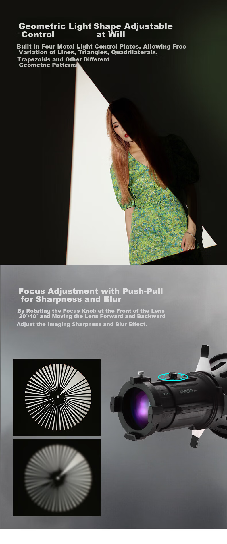 Jinbei EF-ZF2 (36° Lens) Focusing Spotlight Professional Imaging Lens LED Constant Light Optical Effect Spotlight Photography DIY Artistic Shaping Light Effect Background Photography 11