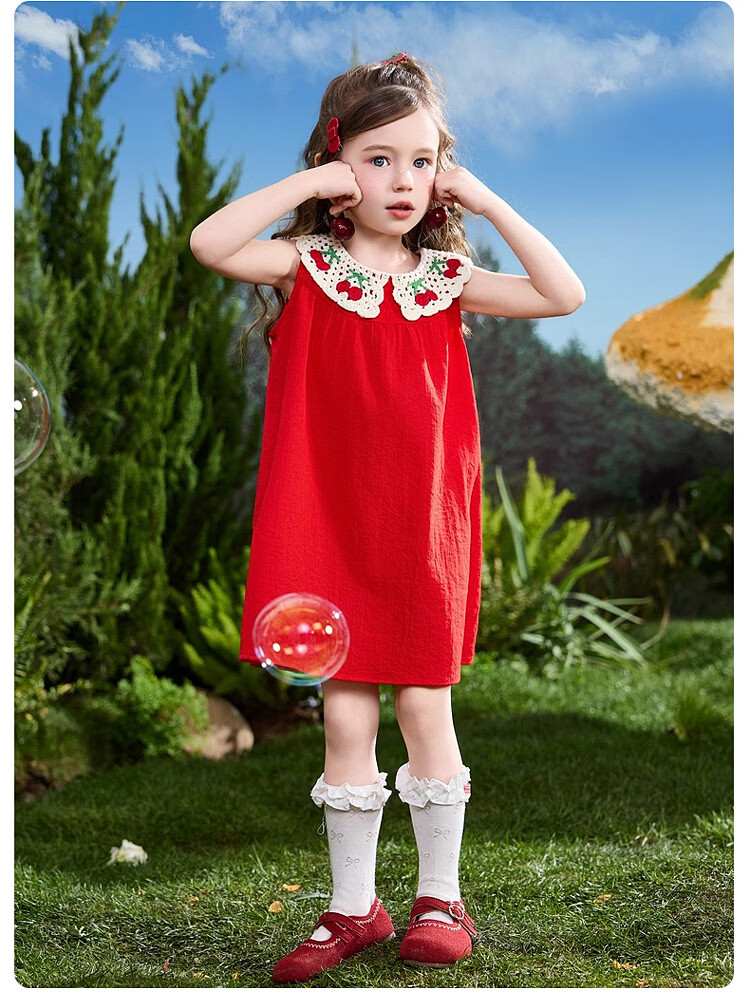 ASK JUNIOR Kids Summer Sleeveless Vest Dress Girls Princess Doll Collar Dress 15
