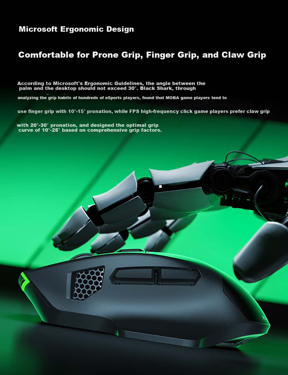 Black Shark Star Flash Heated Gaming Mouse Ergonomic Dual 8K Report Rate Wireless Tri-Mode Right-Handed PUBG/LOL/CSGO Mouse 14