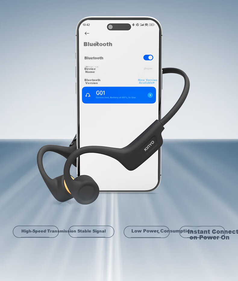 KINYO Sports Bone Conduction Open Bluetooth Earphones Comfortable Non-In-Ear Ear-Hook Design Long Battery Life Sweatproof Waterproof for Cycling Outdoor Sports 31