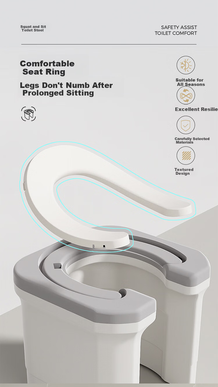 HOUYA Adult Toilet Seat Cushion Elevated Squat-to-Seat Commode Chair Portable Toilet for Elderly Home Use 5