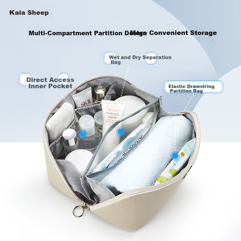 KALA·Y Travel Toiletry Bag Portable Makeup Bag Waterproof Fitness Shell Bag for Women CX0617 Black