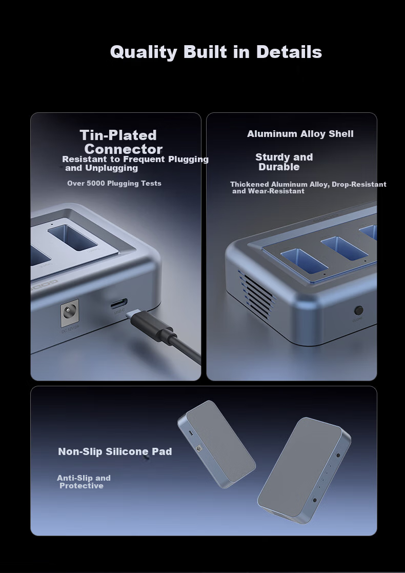 GODO System Cloning And Copying Machine, M.2 SSD Docking Station, Four-Bay NVMe Replication, One-To Thunderbolt 40Gbps 15