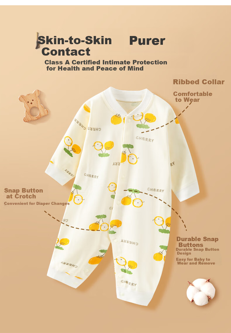 Banjvall Baby Romper, Newborn Clothes, Pure Cotton Spring And Autumn Set, Infant Onesie, Crawling Suit, Two-Piece Set, Size 73 4
