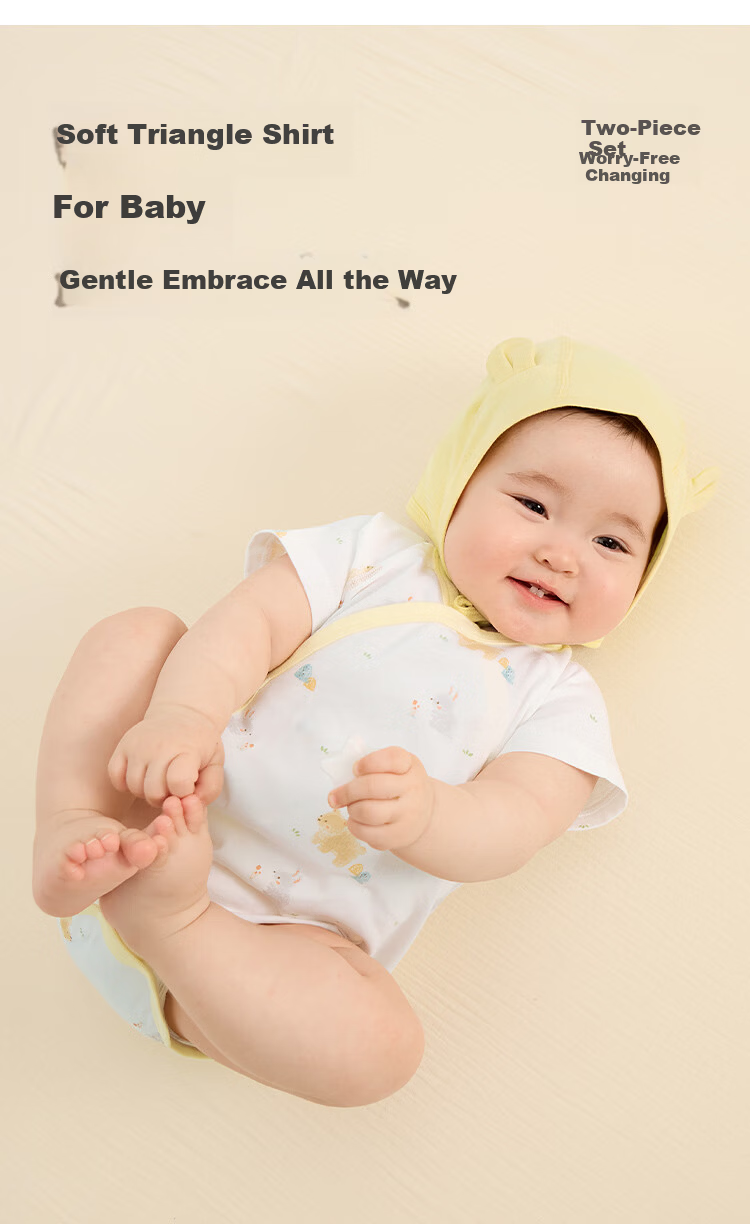 Balabala【balaOne】Kids Baby Triangle Shirt Romper 2026 Summer Two-Piece Set Fresh 2