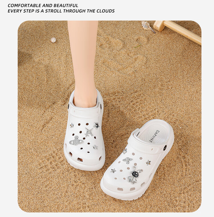 DAPHNE Women's Cloud Hole Shoes 2026 New Summer Soft Sole Thick Sole Height Increasing Casual Sandals 10