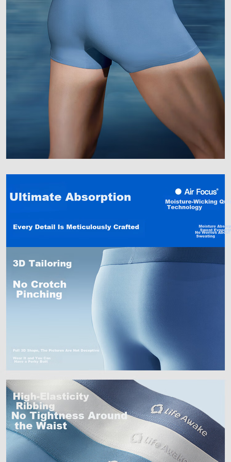 HLA Home【Zui Huxi-Pro8】Men's Lenzing Modal 7A Antibacterial Boxer Briefs 3-Pack 12