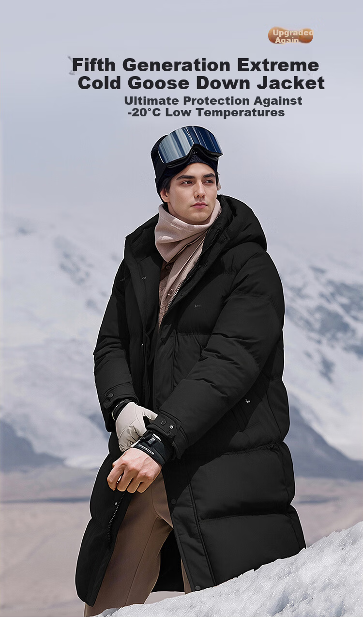 Shanshan Long Goose Down Winter Men's Down Jacket Double Warmth Three-Proof Hooded Windproof Temperature Lock Long Thickened 2