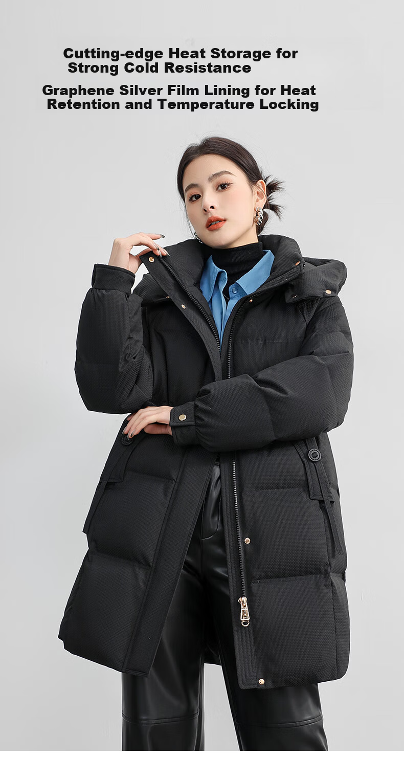 Yalu Long down Jacket for Women, 2026 New Style with Detachable Hood, Windproof, Warm, Fashionable, Thickened Autumn And Winter Coat 3