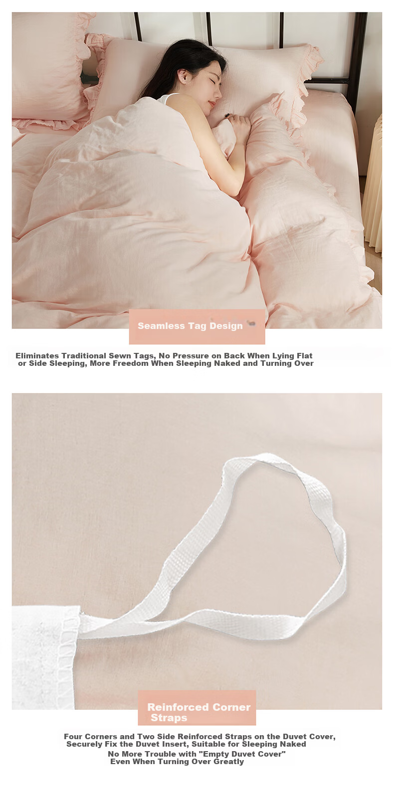 BEYOND Home Textiles Class A Pure Cotton Four-Piece Bedding Set with Double-Layer Gauze Pure Cotton Duvet Cover And Bedsheet for 1.8m Bed, Floral Home Decor 9