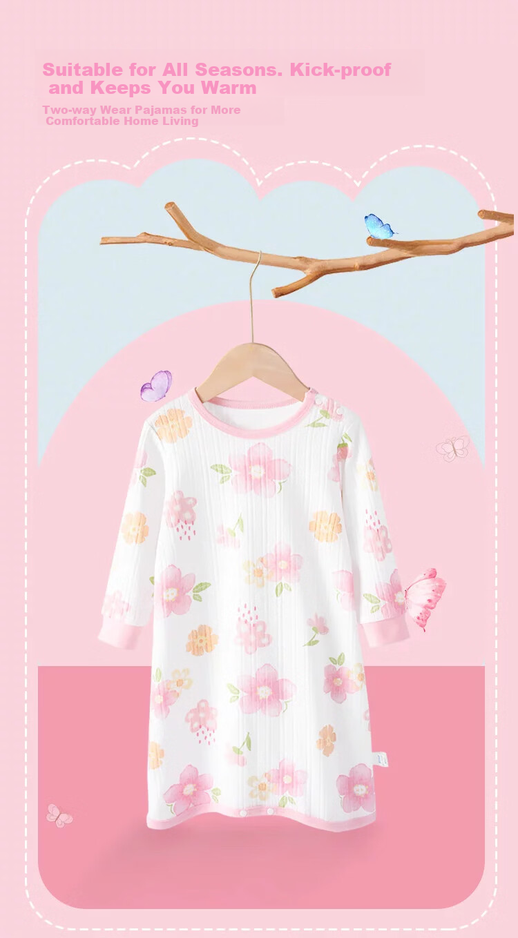 Deesha 100% Cotton Class A Infant Sleep Robe Baby Sleepwear Anti-Kick Long Sleeve Homewear 1