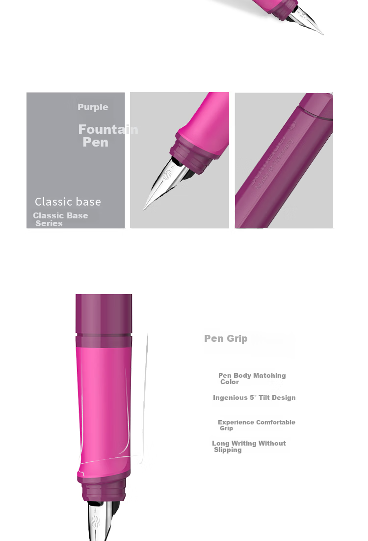 Schneider Fountain Pen, German Imported High-End Gift Signature Pen Set for Men And Women Students Graduation Birthday Gift, Classic Base Series F Nib - Crystal Purple 3