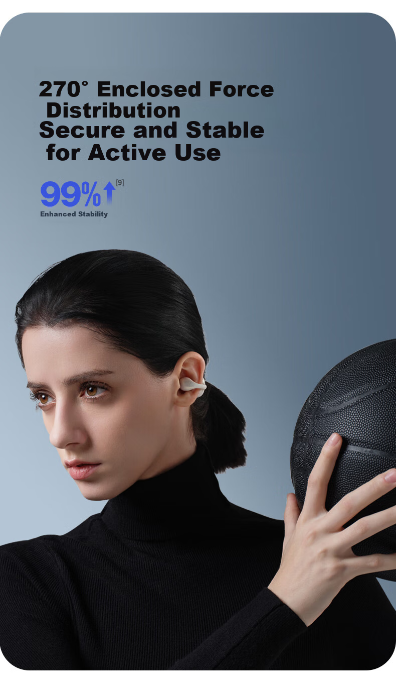 DOUBLE TUNE [Latest Model 2025] Pebble C1 DT Sports Gaming Ear Clip Wireless Bluetooth Headphones, Open-Ear Design Suitable for Apple And Huawei, Silk White 14