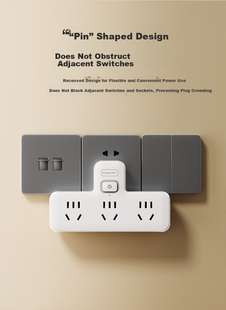 Lengon Brand Zigzag Shape Adapter/Socket Converter/One-to-Three Master Control/Multifunctional One-to-Multiple Socket Extension/Wireless Power Strip/Power Strip Expander Q713 4