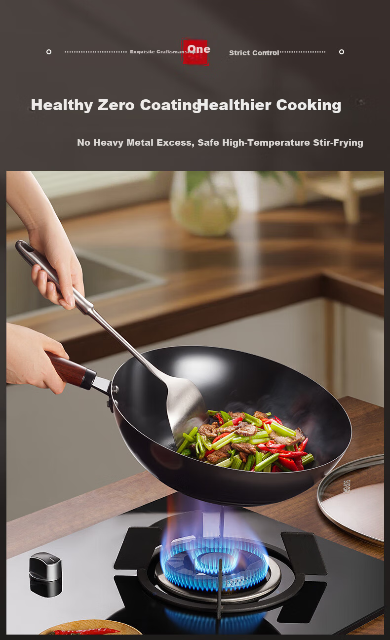 SUPOR Wok Iron Pan, Uncoated Stir-Fry Pan, Gas Stove Seasoned Iron Pan, Household Pure Iron, Rust-Resistant, Anti-Puncture FC32AJ2 2