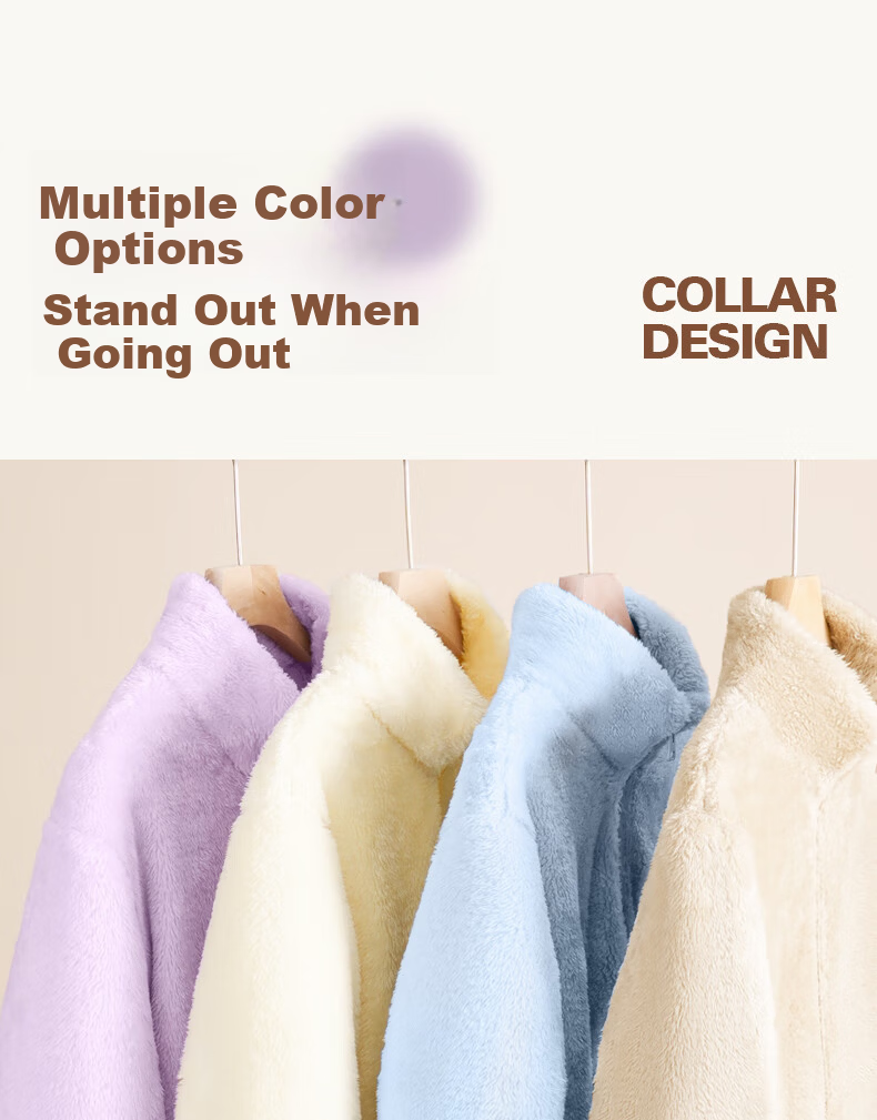 Jeanswest Women's Double-Sided Fleece Jacket Autumn Winter 2025 New Warm Coral Fleece Lined Thickened Coat 6