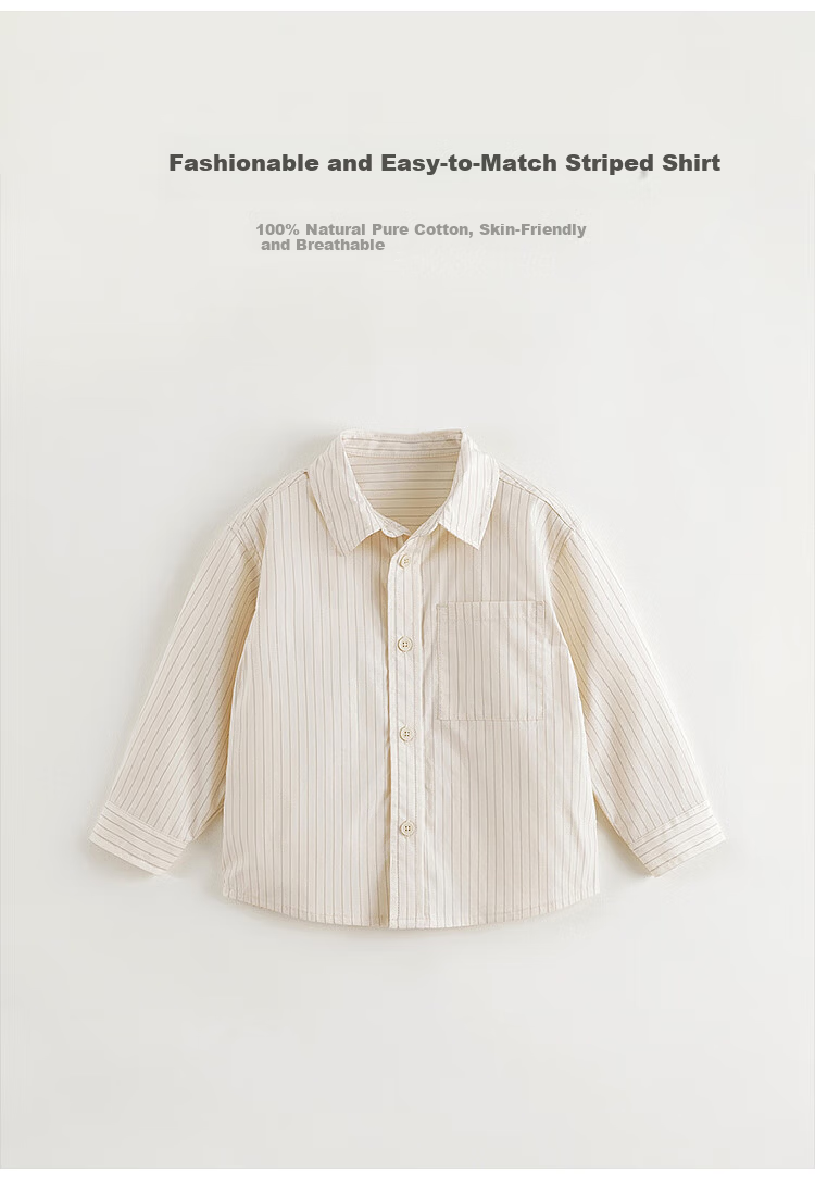 MARC&JANIE Boys' Fashion Striped Cotton Shirt Children's Pure Cotton Top Spring 2025 250103 1