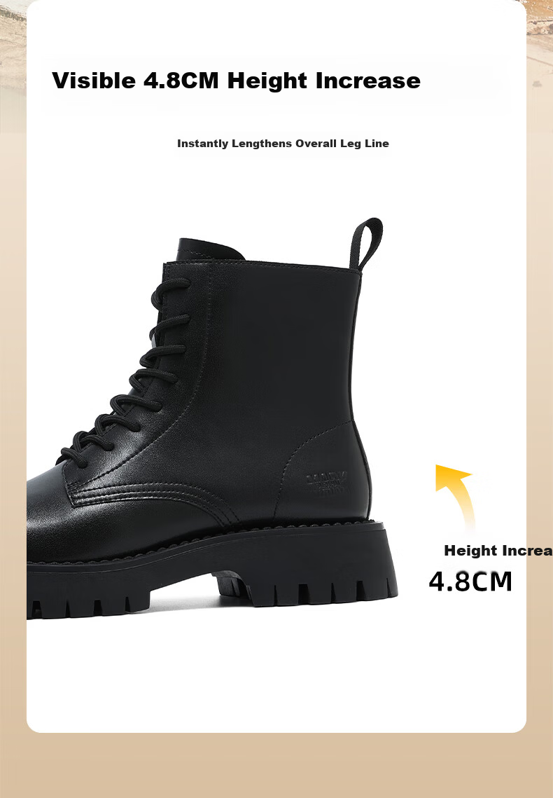 Mark Fairwhale Men's Martin Boots Winter New Leather Snow Boots Black Cotton Shoes 43 9