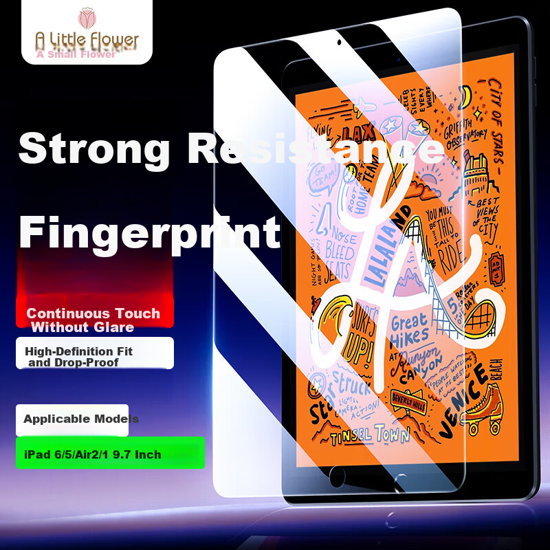 ALittleFlower Tempered Glass Screen Protector for iPad Air 2/2018/2017/Pro/iPad 5/6 9.7-inch Anti-Fingerprint HD Diamond Glass Film