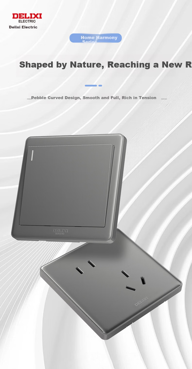 DELIXI CD815 Series 10A Angled Five-Hole Socket Panel Starry Gray 2