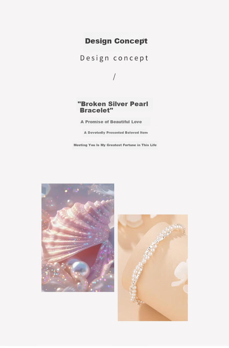 Zhoubaifu [1000+ Stores] Silver Crushed Pearl Bracelet for Women, Birthday Gift for Girlfriend on Valentine's Day And 520 2