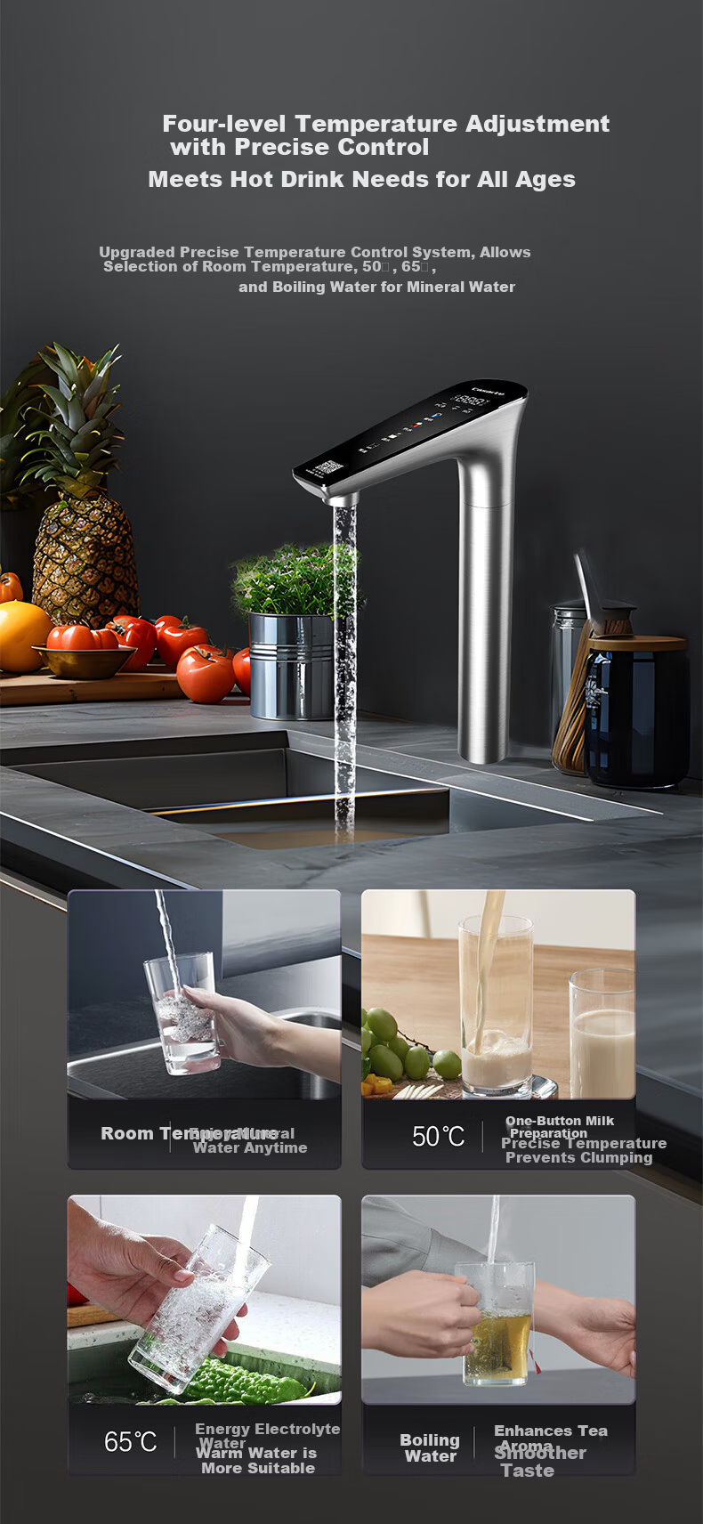 Casarte Water Purifier Rich Strontium Mineral Hot and Cold Integrated 1000G 6-Year Long-Lasting Gold Membrane Kitchen Undersink Direct Drinking Reverse Osmosis Water Purifier RZQ19HU1 10
