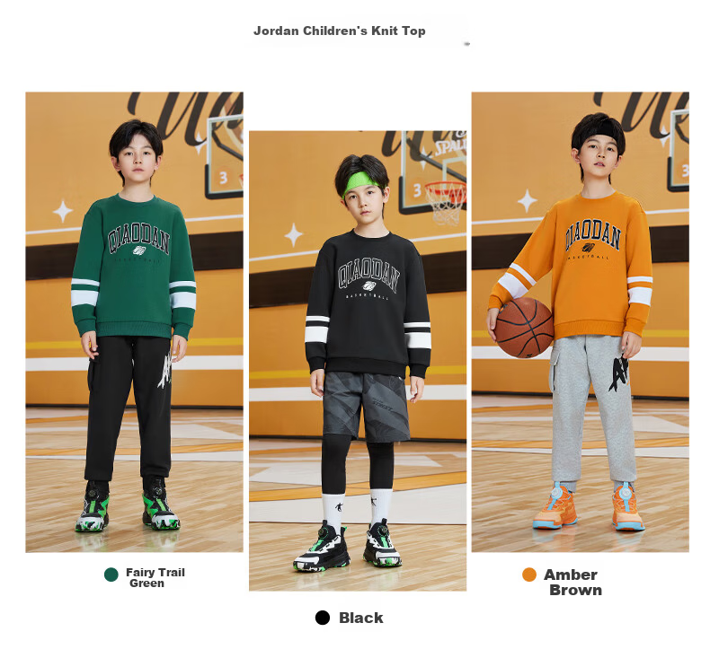 Jordan Boys' Crew Neck Sweatshirt Kids Pullover Long Sleeve Shirt Big Kids Long T-Shirt Black 130CM 2
