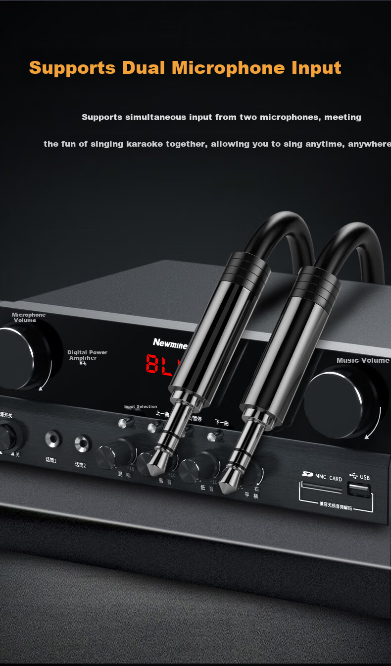 Newmine R-6 Constant Voltage and Constant Resistance Amplifier Public Address Ceiling Speaker Bluetooth Amplifier Black 4