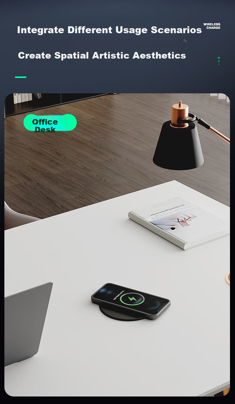 Comfort Office Desktop Embedded Wireless Charger Built-in Hidden Magnetic Wireless Charging Compatible with Apple Huawei Phones 15W Fast Wireless Charging 8