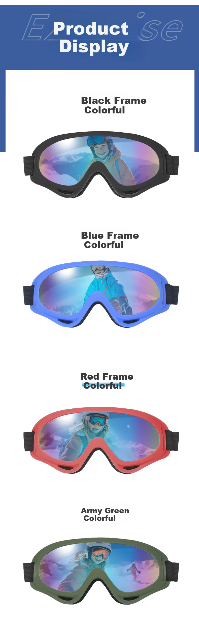 DRATRA Ski Goggles Windproof Glasses Mountaineering Snow Goggles Kids Ski Glasses Dustproof Snow Gear 10